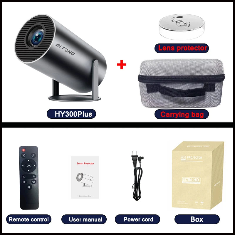 DITONG HY300 Pro Projector Android 4K 1280*720P Dual  Wifi 260ANSI Video Cinema Outdoor Portable Outdoor home hd led Projetor