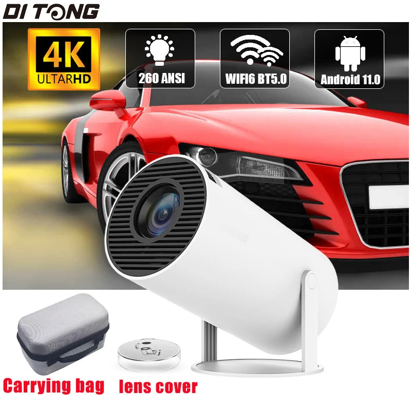 DITONG HY300 Pro Projector Android 4K 1280*720P Dual  Wifi 260ANSI Video Cinema Outdoor Portable Outdoor home hd led Projetor