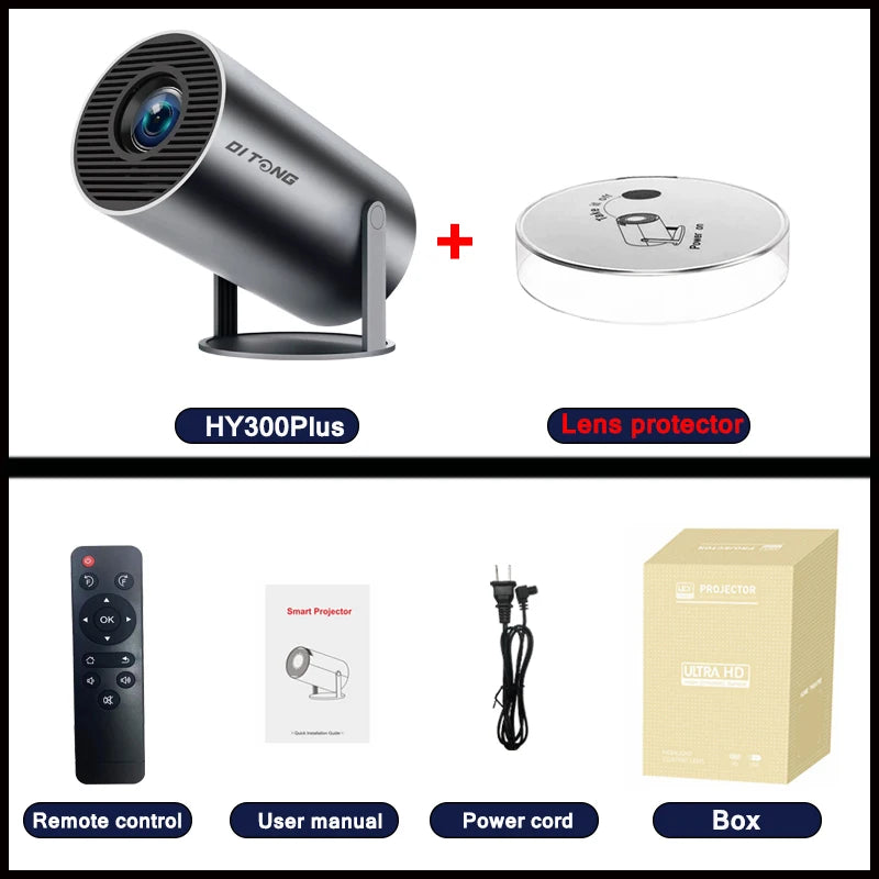 DITONG HY300 Pro Projector Android 4K 1280*720P Dual  Wifi 260ANSI Video Cinema Outdoor Portable Outdoor home hd led Projetor